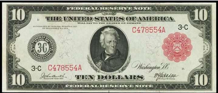 Details about   FR 897b 1914 $10 RED SEAL FRN FEDERAL RESERVE NOTE ATLANTA GA 13 KNOWN RARE 
