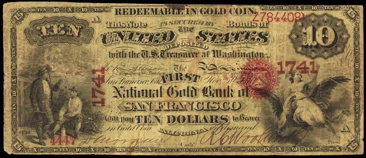 5 Pcs American Colorful Gold Banknote 1886 Year 5 Dollar World Paper Money 