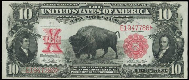 Note Face of  1901 $10 U.S Proof Print by the BEP 