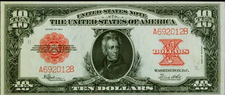 1914 Series $10 Andrew Jackson Federal Reserve Note designed on a Modern $2 Bill 