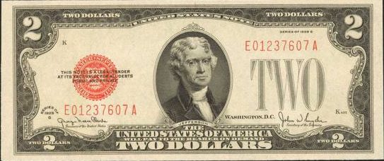 1963 Two Dollar Bill Value Chart