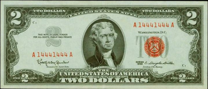 1963 Two Dollar Bill Value Chart