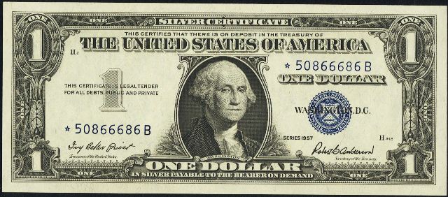 1957 Silver Certificate Dollar Bill Value (Series A, B” with