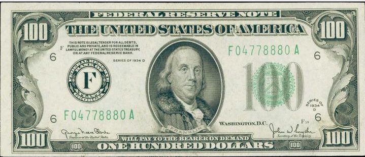 United States 100 Dollar Bill